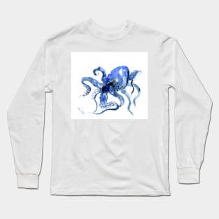 Navy Blue OCtopus Artwork Long Sleeve T-Shirt